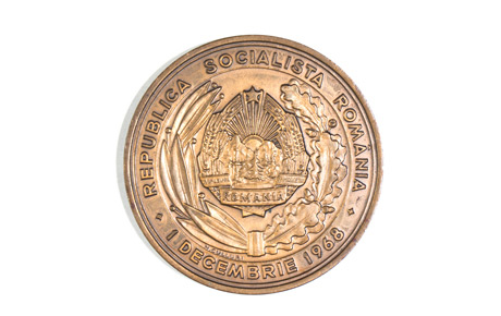 Medalie omagială, Semicentenarul Unirii Transilvaniei cu România, 1918–1968. Bronz, ștanțare, D: 7cm. Donaţie, Adriana Iercan, p.v. nr. 261/1.10.1997.