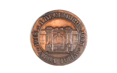 Medalie comemorativă ”Alba Iulia. 1918. 1 Decembrie 1993”. Metal, ștanțare, D: 6 cm. Donație, Vasile Stănilă, Arad, p.v. nr. 617/1.10.2009.