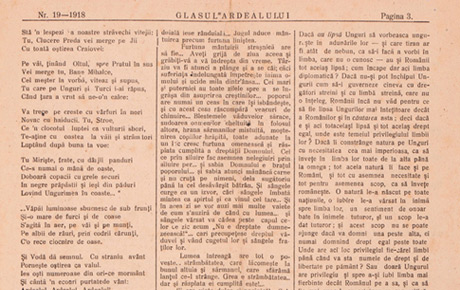Glasul Ardealului, Brașov, 1918. Ziar, hârtie, 41,5 x 28,5 cm. Achiziție, Traian Codrean, Arad, p.v. nr. 1181/1968.